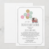 Wagon Beer ballonnen rijden door Baby shower meisj Kaart (Voorkant / Achterkant)