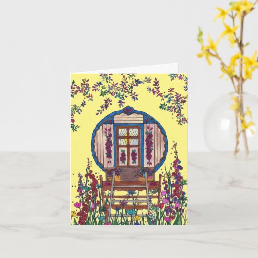 Wagon Birthday Kaart (Gele Bloem)