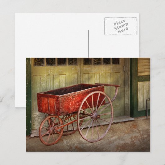 Wagon - Die oude rode wagen Briefkaart (Voorkant / Achterkant)