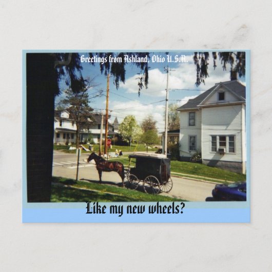 wagon, Greetings uit Ashland, Ohio U.S.A., Lik... Briefkaart (Voorkant)