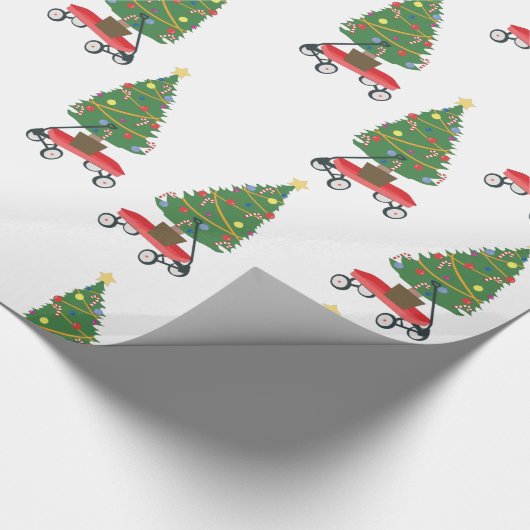 Wagon kerstboom cadeaupapier (Hoek)