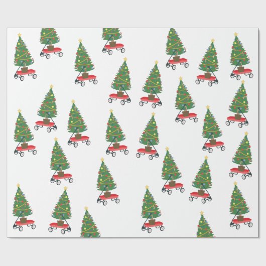 Wagon kerstboom cadeaupapier (Vlak)