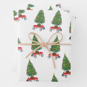 Wagon kerstboom inpakpapier vel (In situ)