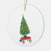 Wagon kerstboom keramisch ornament (Links)