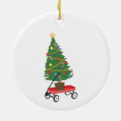Wagon kerstboom keramisch ornament (Achterkant)