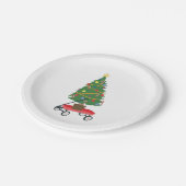 Wagon kerstboom papieren bordje (Gekanteld)