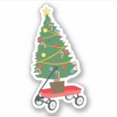 Wagon kerstboom sticker (Voorkant)