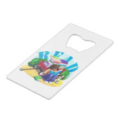 Wagon Kunst voor boek LEZEN Creditkaart Flessenopener (Voorkant Gekanteld)