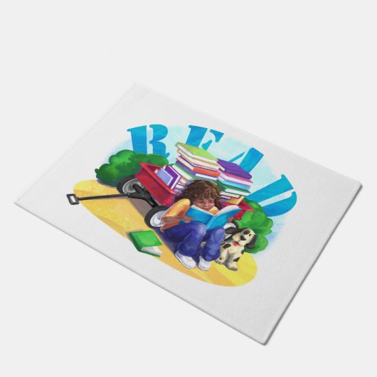 Wagon Kunst voor boek LEZEN Deurmat (Schuin)