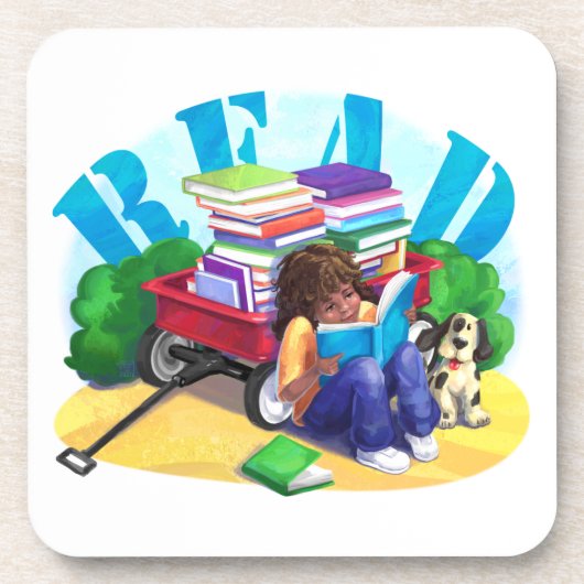 Wagon Kunst voor boek LEZEN Drankjes Onderzetter (Voorkant)