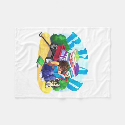 Wagon Kunst voor boek LEZEN Fleece Deken (Voorkant (Horizontaal))