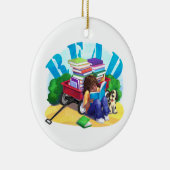 Wagon Kunst voor boek LEZEN Keramisch Ornament (Rechts)