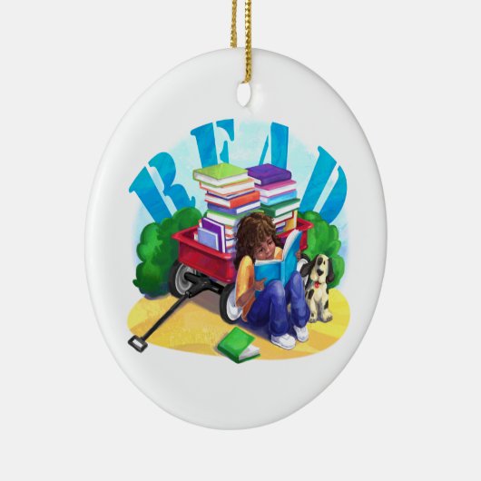 Wagon Kunst voor boek LEZEN Keramisch Ornament (Rechts)