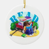 Wagon Kunst voor boek LEZEN Keramisch Ornament (Voorkant)