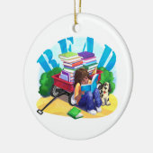 Wagon Kunst voor boek LEZEN Keramisch Ornament (Links)