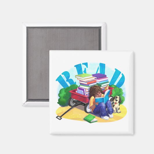 Wagon Kunst voor boek LEZEN Magneet (Voorkant / Achterkant)