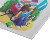 Wagon Kunst voor boek LEZEN Snijplank (Hoek)