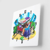 Wagon Kunst voor boek LEZEN Vierkante Klok (Hoek)