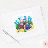 Wagon Kunst voor boek LEZEN Vierkante Sticker (Envelop)