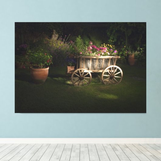  Wagon met bloemen Canvas Afdruk (Insitu (Houten vloer))