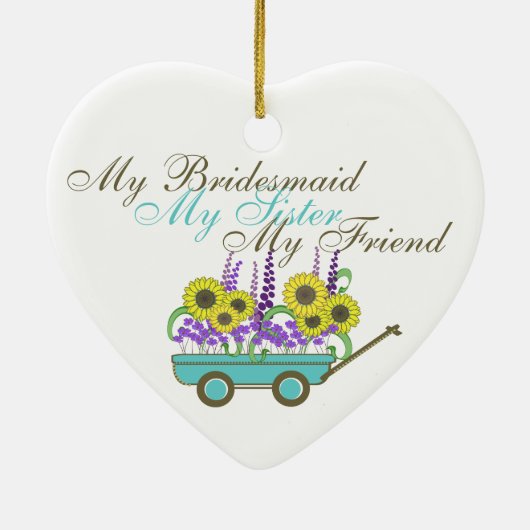 Wagon of Flowers Bruidsmeisje Keramisch Ornament (Achterkant)