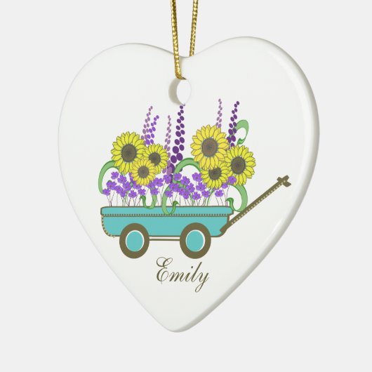 Wagon of Flowers Bruidsmeisje Keramisch Ornament (Links)