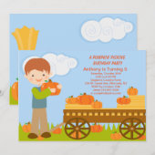 Wagon Pumpkin Picking Birthday Party Invitation Kaart (Voorkant / Achterkant)