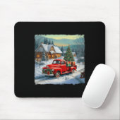 Wagon Rode Vrachtwagen Merry Christmas Tree Snow Muismat (Met muis)