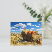 Wagon Thanksgiving in het veld Feestdagenkaart (Staand voorkant)