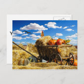 Wagon Thanksgiving in het veld Feestdagenkaart (Voorkant / Achterkant)