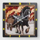 Wagon Trail: gepersonaliseerde Charred Wood Clydes Vierkante Klok (Voorkant)