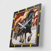 Wagon Trail: gepersonaliseerde Charred Wood Clydes Vierkante Klok (Hoek)