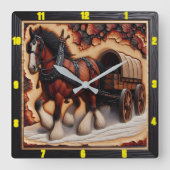 Wagon Trail: gepersonaliseerde Charred Wood Clydes Vierkante Klok (Voorkant)