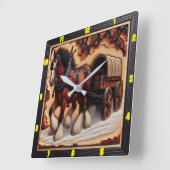 Wagon Trail: gepersonaliseerde Charred Wood Clydes Vierkante Klok (Hoek)