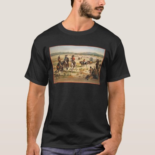 Wagon Train -Amerikaans-West-Pioneers T-shirt (Voorkant)
