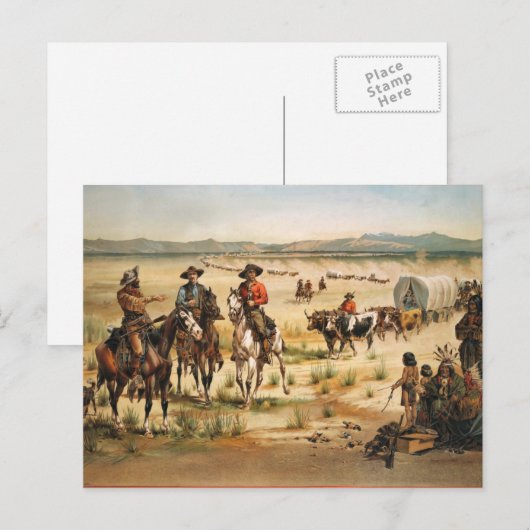 Wagon Train schilderij Briefkaart (Voorkant / Achterkant)