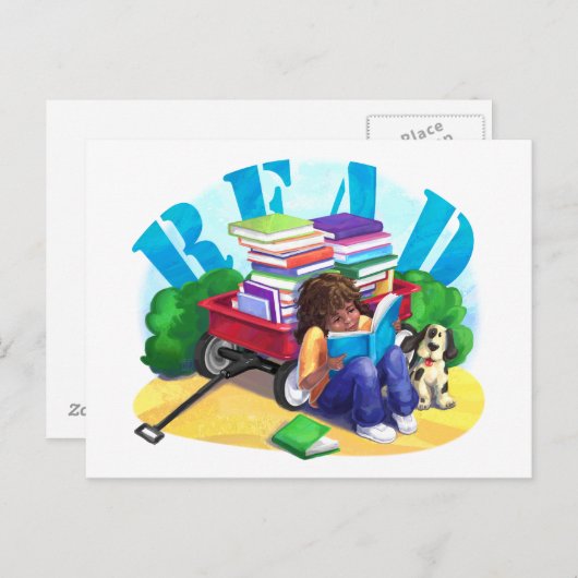 Wagon van boek briefkaart (Voorkant / Achterkant)