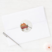 Wagon vol met pompoenen ronde sticker (Envelop)