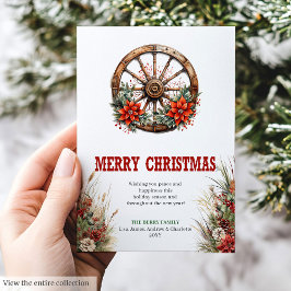 Wagon wheel Christmas greeting card printable Feestdagenkaart
