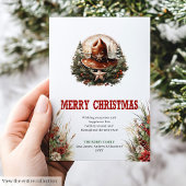 Wagon wheel Christmas greeting card printable Feestdagenkaart