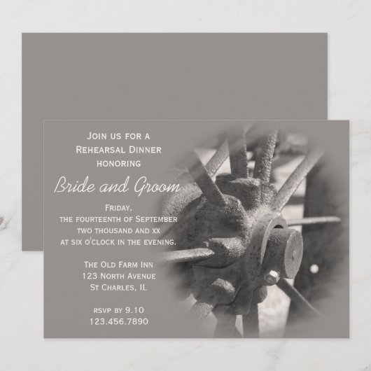 Wagon Wheel Country Rehearings Dinner Invitation Kaart (Voorkant / Achterkant)