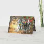 Wagon Wheel Cowboy Boots Garland H Feestdagen Kaart (Achterkant)