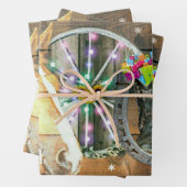 Wagon Wheel Cowboy Boots Garland Inpakpapier Vel (In situ)