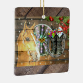Wagon Wheel Cowboy Boots Garland Keramisch Ornament (Rechts)