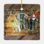 Wagon Wheel Cowboy Boots Garland Keramisch Ornament (Achterkant)