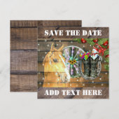 Wagon Wheel Cowboy Boots Garland Save The Date (Voorkant / Achterkant)