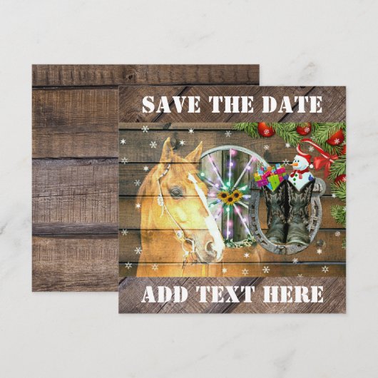 Wagon Wheel Cowboy Boots Garland Save The Date (Voorkant / Achterkant)