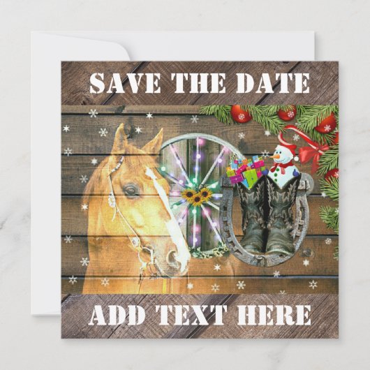 Wagon Wheel Cowboy Boots Garland Save The Date (Voorkant)