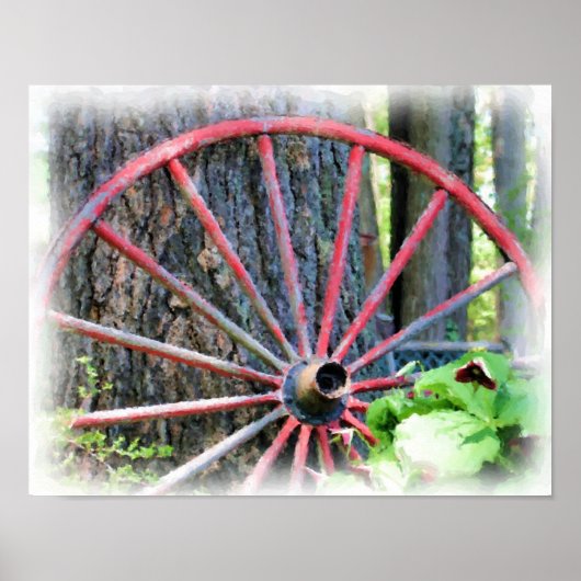 Wagon Wheel Flower Garden Fotoschilderij Poster (Voorkant)