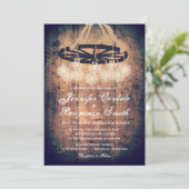 Wagon Wheel Mason Jar Chandelier Wedding Invites Kaart (Staand voorkant)